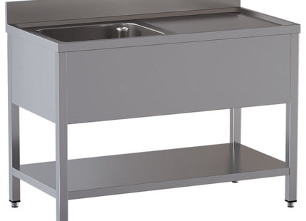Sink 1 tank and 1 right-hand drain surface and undershelf
