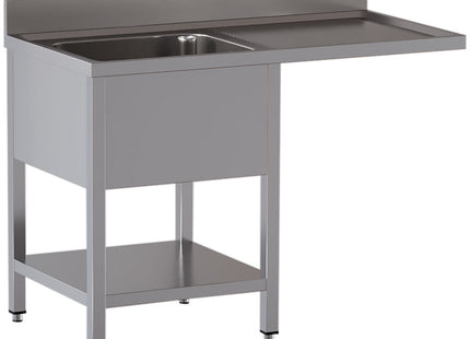 Sink 1 tank and 1 right-hand drain surface, undershelf and dishwasher space