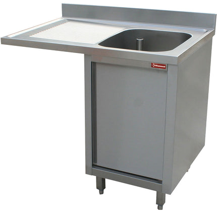 Evier 1 cuve, égouttoir gauche, sur placard 1 porte battante et emplacement pour lave-vaisselle