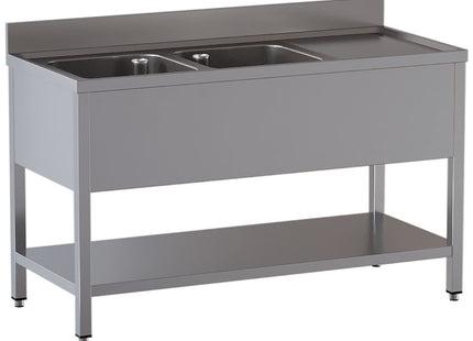 Sink 2 tanks and 1 right-hand drain surface and undershelf