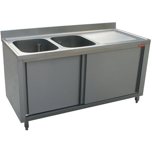 Évier 2 réservoirs et 1 surface d'évacuation