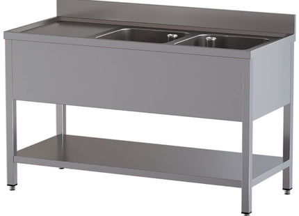Sink 2 tanks and 1 left-hand drain surface and undershelf