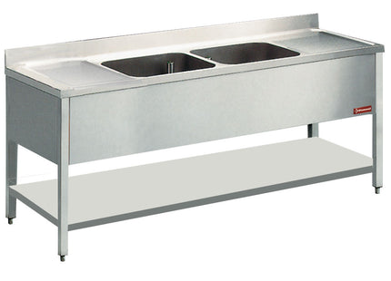 Sink 2 tanks, 2 drip pans + sill