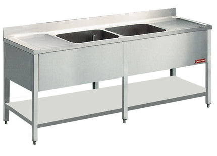 Sink 2 tanks and 2 drain surfaces