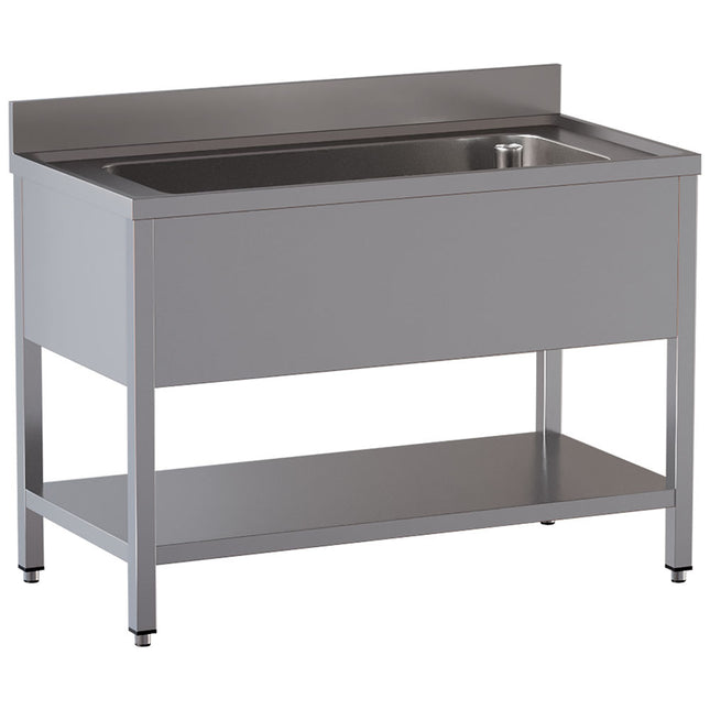 Sink 1 tank 1400x500xh350, with undershelf