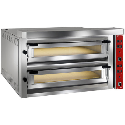 Elektrisk pizzaugn "extra stor", 2x 9 pizzor 350mm - FULL eldfast sten