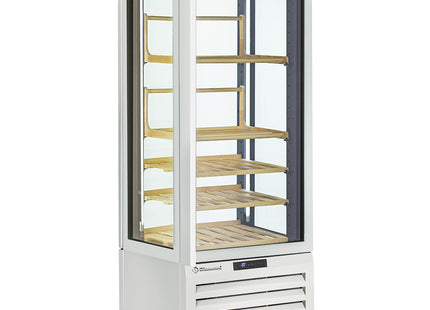 Fully glassed showcase" 440 Lt., 1 level + 4 shelves, ventilated - WINE - WHITE