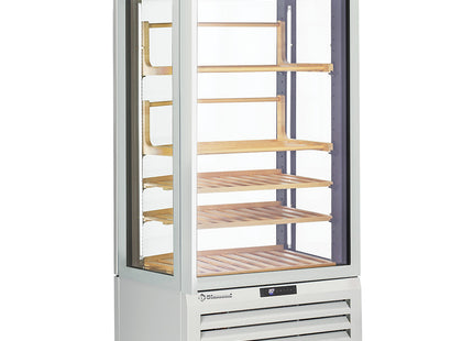 Fully glassed showcase" 600 Lt., 1 level + 4 shelves, ventilated - WINE - WHITE