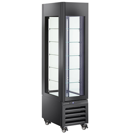 Kølevitrine 260 Lt., 5 glasniveauer, ventileret - KONTAKT - SORT