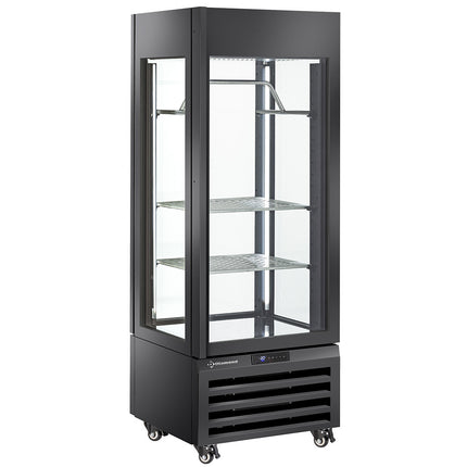 Fuldt glasmontre" 440 Lt., 2 hylder & kødbar, ventileret - KØD - SORT