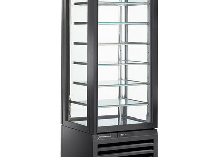 Vitrine "FULL glasert" 440 Lt., 6 glassnivåer, statisk - ISKREM - SVART