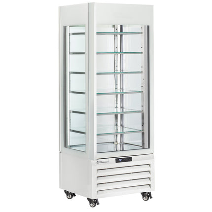 Vitrine "FULL vitrage" 440 Lt., 6 niveaux de verre, statique - GLACE - BLANC