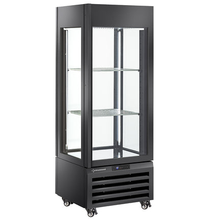Helglasad skylt" 440 Lt., 1 plan + 2 hyllplan, ventilerad - VIN - SVART