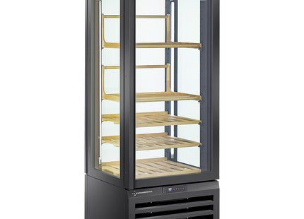 Fully glassed showcase" 440 Lt., 1 level + 4 shelves, ventilated - WINE - BLACK