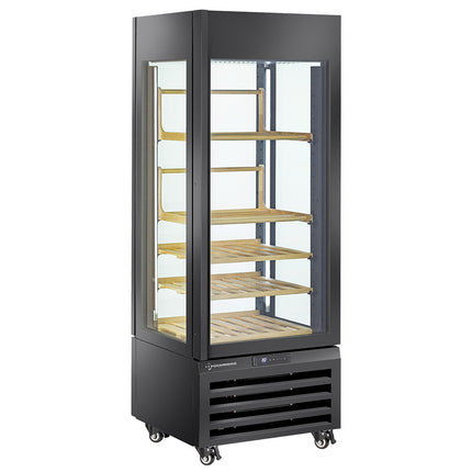 Fuldt glasmontre" 440 Lt., 1 niveau + 4 hylder, ventileret - VIN - SORT