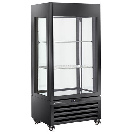 Fully glassed showcase" 600 Lt., 1 level + 2 shelves, ventilated - WINE - BLACK