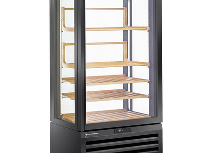 Helglasad skylt" 600 Lt., 1 plan + 4 hyllor, ventilerad - VIN - SVART