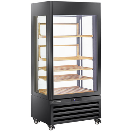 Helglasad skylt" 600 Lt., 1 plan + 4 hyllor, ventilerad - VIN - SVART
