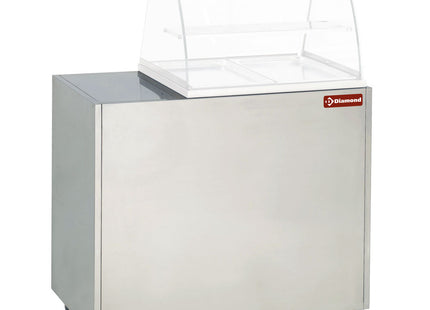 Armoire en acier inoxydable, support pour présentoir VBE-211, sur roulettes.