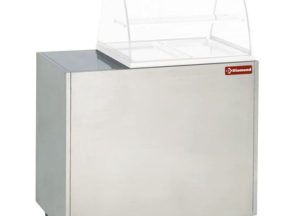 Hot display case, bain-marie 2x GN 1/1, panoramic