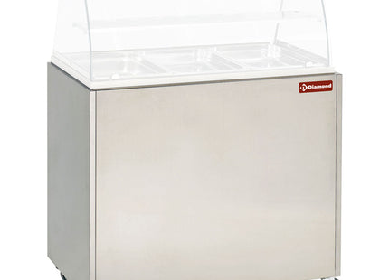 Hot display case, bain-marie 3 GN 1/1, panoramic