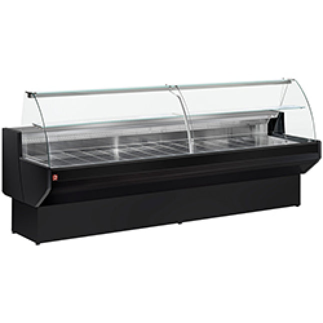 Refrigerated display counter curved glass, ventilated, with reserve - BLACK