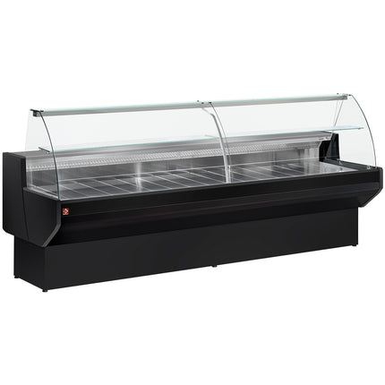 Vitrine réfrigérée vitrine bombée, ventilée, avec réserve - NOIR