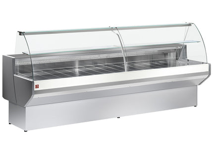 Refrigerated display counter, curved glass with storage space - GREY/WHITE