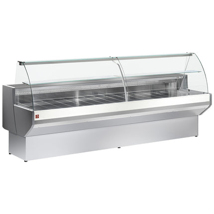Comptoir vitrine réfrigéré verre bombé avec espace de rangement - GRIS/BLANC