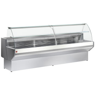 Vitrine réfrigérée vitrine bombée, ventilée, avec réserve - GRIS/BLANC