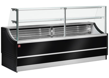 Neutral glas displays staight panel 90°, without storeroom