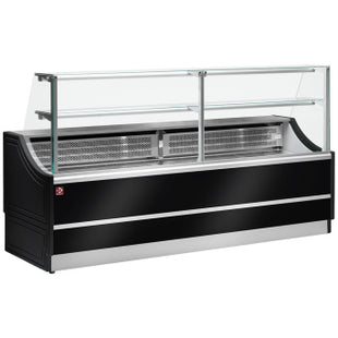Neutral glas displays staight panel 90°, without storeroom