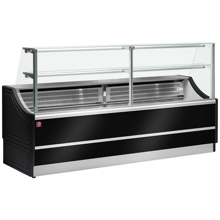 Kjøleglass display rett panel 90°, med bod