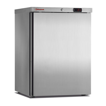 Ventileret køleskab, 150 liter. rustfrit stål
