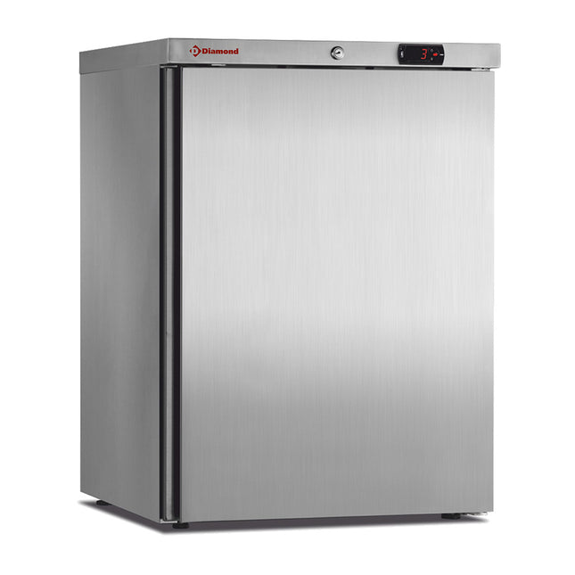 Réfrigérateur ventilé, 150 litres. acier inoxydable