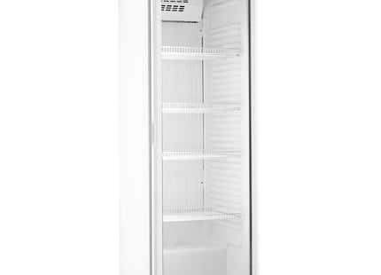 Ventilerat kylskåp, glas Dörr, 400 liter. vit