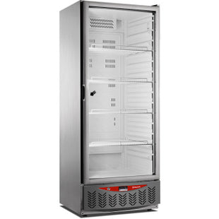 Réfrigérateur ventilé, 525 litres, porte vitrée, GN2/1+600x400, inox