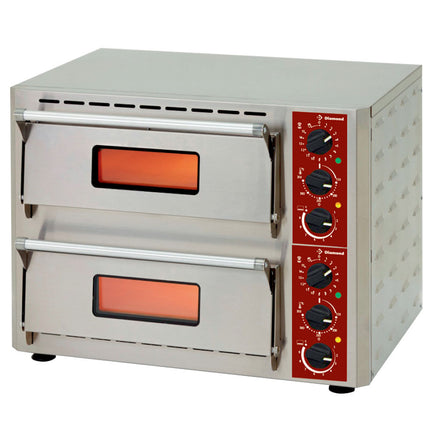 Piekarnik elektryczny do pizzy, 2 komory (3+3 kW), 430x430xh100 mm