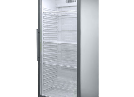 Ventilerat kylskåp GN 2/1, glas Dörr, 600 liter. rostfritt stål
