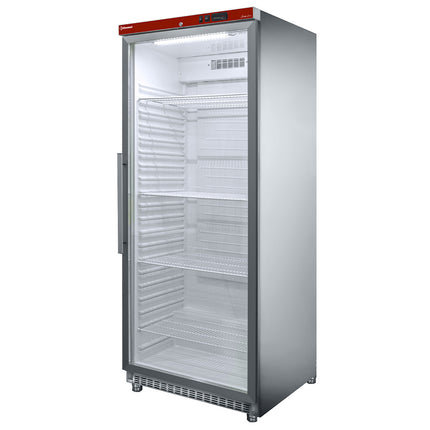 Ventileret køleskab GN 2/1, glaslåge, 600 liter. rustfrit stål