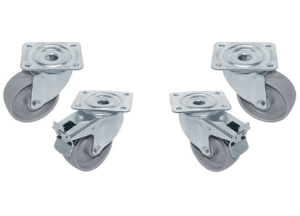 Kit 4 swiveling castors Ø100 cupboards, 2 with brakes