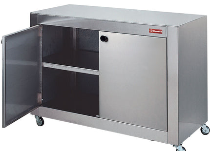 Cupboard in stainless steel, with wheels