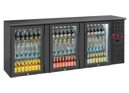 Flaskkyl 3 glas Dörrar, 500 liter, justerbara fötter
