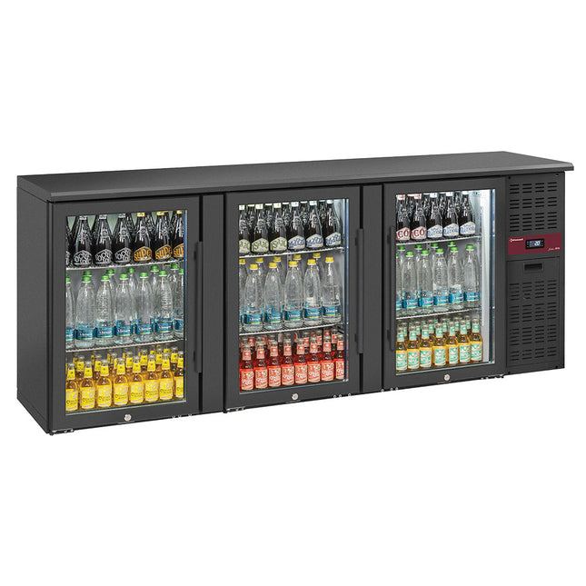 Vitrine à boissons réfrigérée 3 portes vitrées, 500 litres, pieds réglables