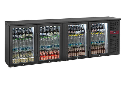 Back Bar Kylare 4 glas Dörrar, 620 liter, justerbara fötter