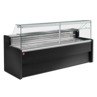 Vitrine réfrigérée avec vitre droite 90°, avec réserve - NOIR