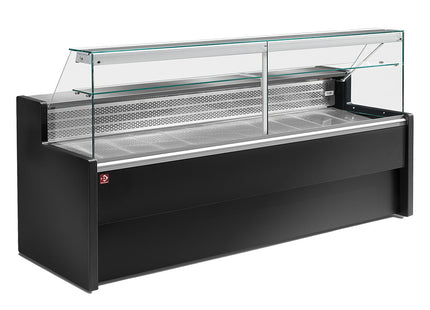 Vitrine réfrigérée avec vitre droite 90°, avec réserve - NOIR