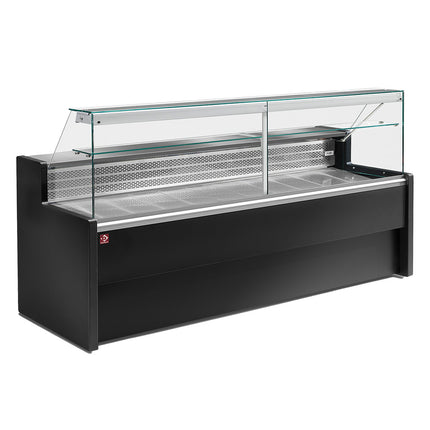 Vitrine réfrigérée avec vitre droite 90°, avec réserve - NOIR