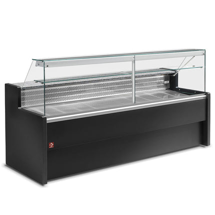 Køledisk - Betjeningsdisk med lige glaspanel 90°, med reserve - SORT+KIT luge plexiglas RO25/... består af: