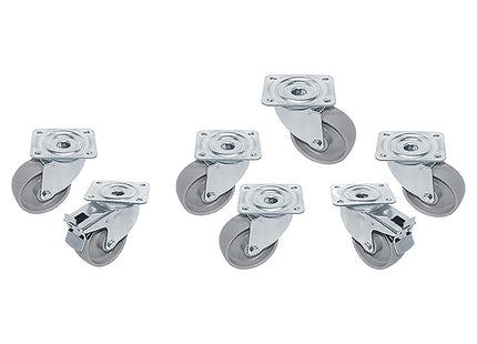 Kit 7 SST castors for tables, swiveling, 2 with brakes